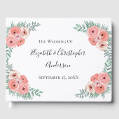 Elegant Pink en Green Floral Waterverf Wedding Gastenboek (Voorkant)