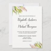 Elegant Pink en Green Tulip Wedding Waterverf Kaart (Voorkant)