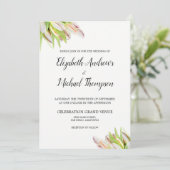Elegant Pink en Green Tulip Wedding Waterverf Kaart (Staand voorkant)