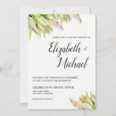 Elegant Pink en Green Tulip Wedding Waterverf Kaart (Voorkant)