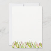 Elegant Pink en Green Tulip Wedding Waterverf Kaart (Achterkant)