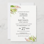 Elegant Pink en Green Tulip Wedding Waterverf Kaart (Voorkant)