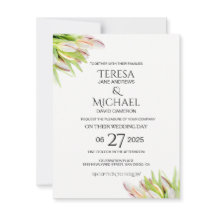 Elegant Pink en Green Tulip Wedding Waterverf