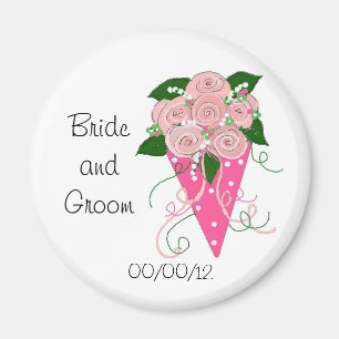 Elegant Pink en Green Wedding Bouquet Magneet