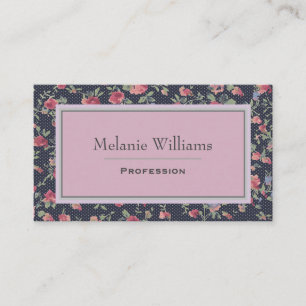 Elegant Pink en Navy Floral  Visitekaartje