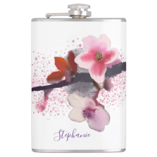 Elegant Pink en Paarse Cherry Blossom Heupfles