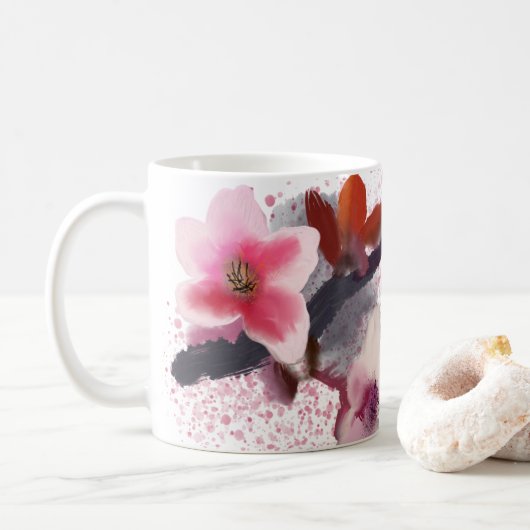 Elegant Pink en Paarse Cherry Blossom Koffiemok (Met donut)