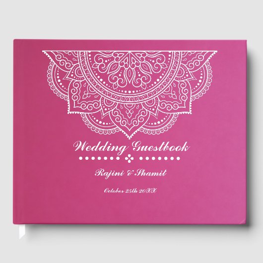 Elegant Pink en White Paisley Mandala Gastenboek (Voorkant)