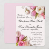 Elegant Pink en White Spring Floral Waterverf Kaart (Voorkant / Achterkant)