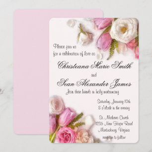 Elegant Pink en White Spring Floral Waterverf Kaart