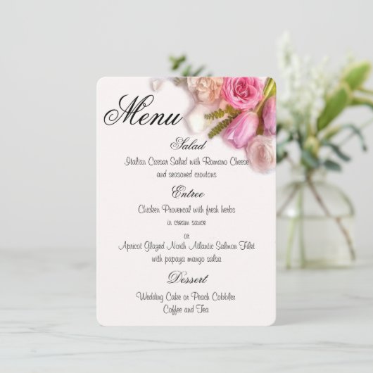 Elegant Pink en White Spring Floral Waterverf Menu (Staand voorkant)
