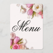 Elegant Pink en White Spring Floral Waterverf Menu (Achterkant)