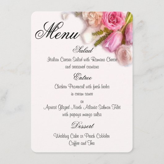 Elegant Pink en White Spring Floral Waterverf Menu (Voorkant)