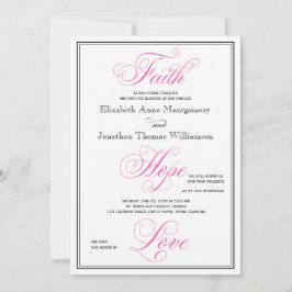 Elegant Pink Faith Hope Love Weddenation Invitatio Kaart
