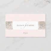 Elegant Pink Faux Silver Sequin Monogram Beauty Bu Visitekaartje (Voorkant)