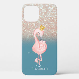 Elegant Pink Flamingo Crown Princess, Bokeh Case-Mate iPhone Case