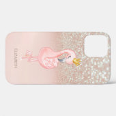 Elegant Pink Flamingo Crown Princess, Glitter Boke Case-Mate iPhone Case (Achterkant (horizontaal))