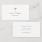 Elegant Pink Fleur de Lis Logo Professional Script Visitekaartje (Voorkant / Achterkant)