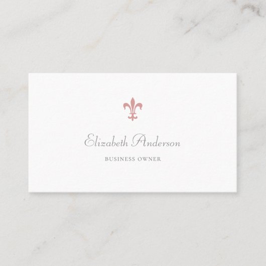 Elegant Pink Fleur de Lis Logo Professional Script Visitekaartje (Voorkant)