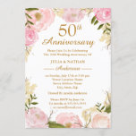 Elegant Pink Floral 50th Wedding Jubileum Kaart<br><div class="desc">Floral Wedding Jubileum-uitvindingen in de Little Bayleigh Store!</div>