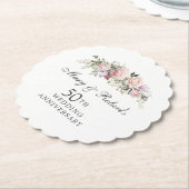 Elegant Pink Floral 50th Wedding Jubileum Party Kartonnen Onderzetters (Gekanteld)
