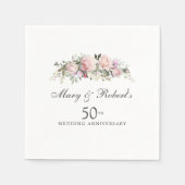 Elegant Pink Floral 50th Wedding Jubileum Party Servet (Voorkant)