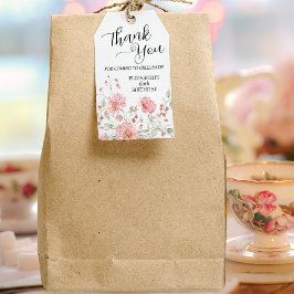 Elegant Pink Floral 60 zestigste verjaardag Dank j Cadeaulabel