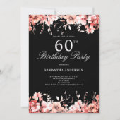 Elegant Pink Floral 60th Birthday Kaart (Voorkant)