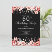 Elegant Pink Floral 60th Birthday Kaart (Staand voorkant)