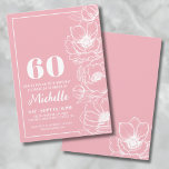 Elegant Pink Floral 60th Birthday Kaart<br><div class="desc">Introductie van een chique en elegante 60e verjaardag uitnodiging, perfect voor het vieren van zestig jaar oud in stijl. Het ontwerp heeft een vrolijke lichtroze achtergrond, bijna als een donkerdere blush roze, met delicate anemone bloemlijnkunst die langs de rechterkant loopt. Hoewel dit anemonenbloemen zijn, kunnen ze een vrij generieke bloemenlook...</div>