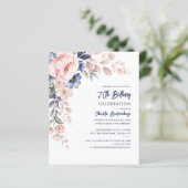 Elegant Pink Floral 80th Birthday Party Invitation (Staand voorkant)