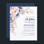 Elegant Pink Floral 80th Birthday Party Invitation<br><div class="desc">kondig de komende verjaardag aan met onze moderne pastelroze indigo blue waterverf floral budget-uitnodiging. Met prachtige botanische waterverf bloom. U kunt de stijl en plaatsing van de tekst gewoon aanpassen door op de knop Aanpassen te klikken om de stijl en plaatsing van de tekst verder te herschikken en te formatteren....</div>