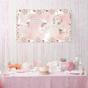 Elegant Pink Floral Baby Girl Baby shower Spandoek