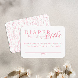 Elegant Pink Floral Baby Shower Diaper Raffle Informatiekaartje