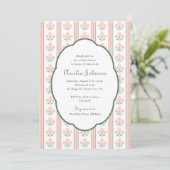 Elegant Pink Floral Baby Shower Invitation Kaart (Staand voorkant)