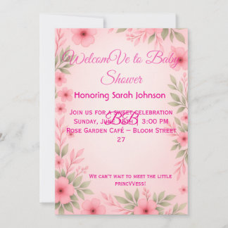 Elegant Pink Floral Baby Shower Invitation Save The Date