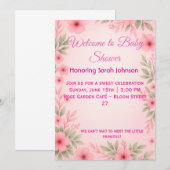 Elegant Pink Floral Baby Shower Invitation Save The Date (Voorkant / Achterkant)