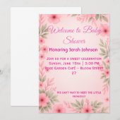 Elegant Pink Floral Baby Shower Invitation Save The Date (Voorkant / Achterkant)