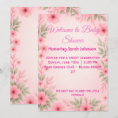 Elegant Pink Floral Baby Shower Invitation Save The Date (Voorkant / Achterkant)