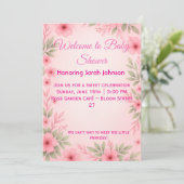 Elegant Pink Floral Baby Shower Invitation Save The Date (Staand voorkant)