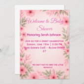 Elegant Pink Floral Baby Shower Invitation Save The Date (Voorkant / Achterkant)
