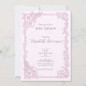 Elegant Pink Floral Baby Shower  Kaart (Voorkant)