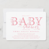 Elegant Pink Floral Baby Shower Typography Kaart (Voorkant)