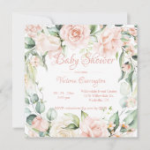 Elegant Pink Floral Baby shower Uitnodiging (Voorkant)