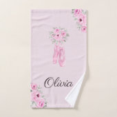 Elegant Pink Floral Ballerina Persoonlijke benamin Bad Handdoek (Handdoek)