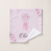 Elegant Pink Floral Ballerina Persoonlijke benamin Bad Handdoek (Wasdoekje)