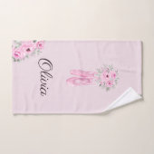 Elegant Pink Floral Ballerina Persoonlijke benamin Bad Handdoek (Handdoek)