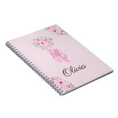 Elegant Pink Floral Ballerina Persoonlijke benamin Notitieboek (Rechterzijde)