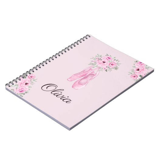 Elegant Pink Floral Ballerina Persoonlijke benamin Notitieboek (Linkerzijde)