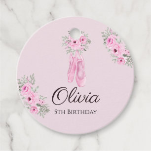 Elegant Pink Floral Ballerina Shoes Girls Birthday Bedankjes Labels